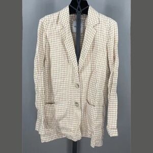 NEW Madewell Blazer Jacket Womens XS brown plaid linen preppy classic
